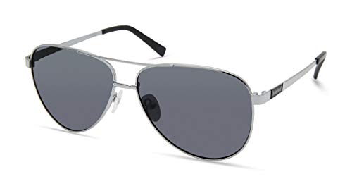 Timberland Herren TBA9267, Casual Sonnenbrille aus leichtem Metall, Pilotenform, Rauch Polarisierte Gläser, Gewehrgrau, Glänzendes Rotguss, 60 von Timberland