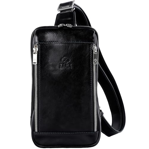 Time Resistance Brusttasche Leder Herren - Stylische Umhängetasche - Sling Bag - Rücken & Brust - 100% Leder - Italienische Handwerkstradition Time Resistance Brusttasche Leder Herren - Stylische Umhängetasche - Sling Bag - Rücken & Brust - 100% Leder - Italienische Handwerkstradition von Time Resistance