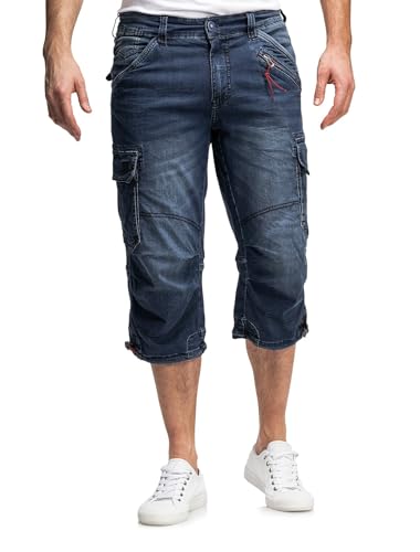 Timezone Herren Cargo Jeans Shorts mit Seitentaschen 25-10009 MilesTZ Royal Blue Wash W33 von Timezone