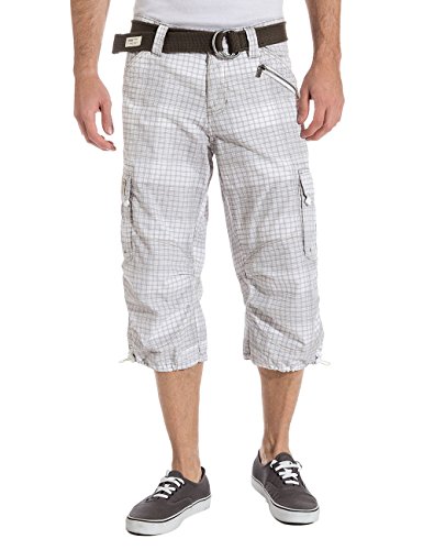 Timezone Herren Shorts MilesTZ Ladung 3/4 Hose mit Gürtel, Gr. 46 (Herstellergröße: 31), Mehrfarbig (white check 1517) von Timezone