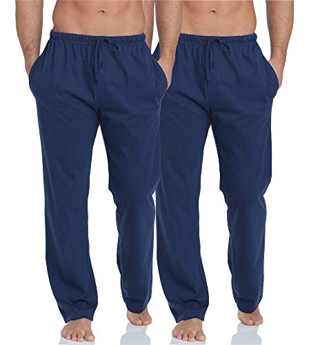 Timone Herren Schlafanzugshose Leichte Pyjamahose aus Baumwolle Nachtwäsche TPP-002 ((2Pack) Dunkelblau/Dunkelblau, XXL) von Timone