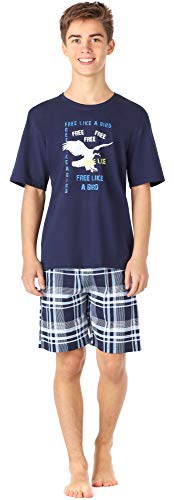 Timone Jungen Pyjama Langarm aus Baumwolle Set Zweiteiliger Schlafanzug Hausanzug TI112 (MarineKariert5 (9555408), 164) von Timone