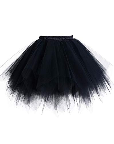 Timormode Tutu 50er Tüllrock Reifrock Kurz Tanzkleid Unterrock Blase Rockabilly Petticoat Ballett Schwarz M von Timormode