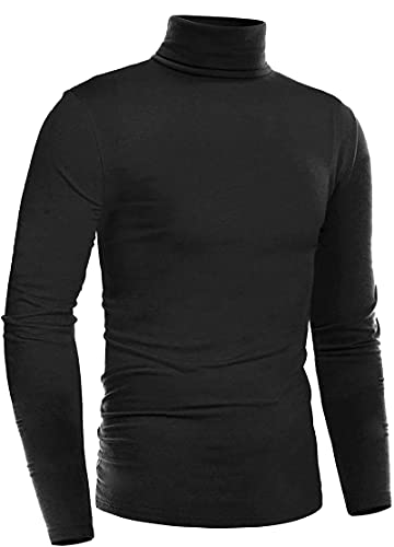 Timuspo Herren Rollkragen Pullover Langarmshirt Sweater Freizeit Slim fit Basic Pullover Schwarz 12-14 von Timuspo