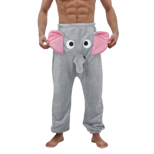 Herren-Hosen, eine lustige Elefanten-Boxer-Shorts, humorvolle Unterwäsche, Geschenk für Männer, Boxer-Hosen mit Tier-Motiv, Elefant Wird klingeln, Hosen Spielen seltsame Sporthose Herren (Grey, XXL) von TinaDeer