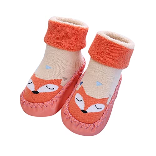 Kleinkind Cartoon Sockenschuhe Baby Mädchen Jungen Socken Schuhe Kinder Herbst Winter Warme Bodensocken Atmungsaktiv Krabbelschuhe Weiche Hausschuhe Rutschfest Lauflernschuhe (G, 23 EU) von TinaDeer