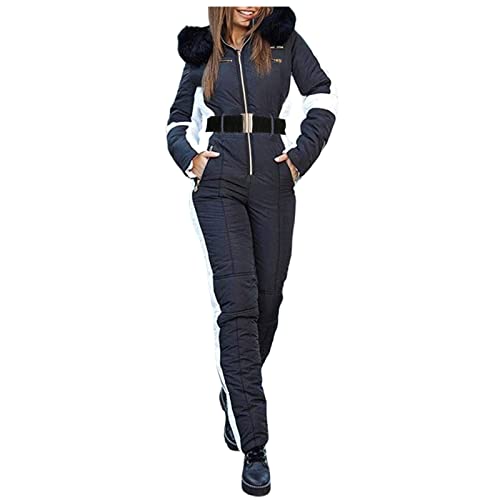 Skianzug Damen Einteiler Schneeanzug Winter Warme Skioverall Damen Winddicht Wasserdicht Jumpsuit Schneeoverall Mit Kapuze Damen Outdoor Skifahren Sätze Skisuit Skianzüge für Damen von TinaDeer