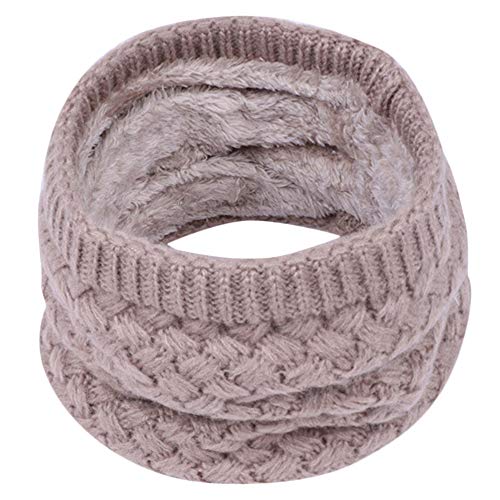 TinaDeer Baby Kinder Strickschal Schlauchschal mit Fleece Junge Mädchen Herbst Winter Rundschal Gestricktes Halstuch Weiche Warme Schal Kinder Halswärmer Scarf (Khaki, 25×21cm) von TinaDeer