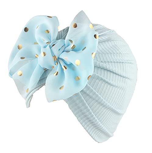 TinaDeer Baby Mädchen Turban mit Schleife Neugeboren Taufe Stirnband Haarband Sommer Stretch Headwrap Beanie Cap Headwear Mütze Hut für 0-3 Jahre Kleinkind Säuglinge Mädchen (Blau), Einheitsgröße von TinaDeer