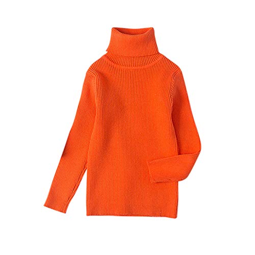 TinaDeer Baby Rolli Kleinkind Kinder Rollkragenpullover Jungen Mädchen Strickpullover Langarm Warme Sweatshirt Rundhalsausschnitt Strick Pullover Herbst Winter Kleidung (Orange, 2-3 Jahre) von TinaDeer