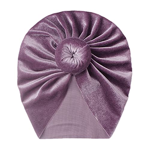 TinaDeer Baby Turban Hüte Kinder Kopfband Turban Haarbänder Taufe Headwrap Newborn Stirnband Neugeborenes Baby Mädchen Volltonfarbe geknotet Hut Mütze Hut Hut (Lila, One Size) von TinaDeer