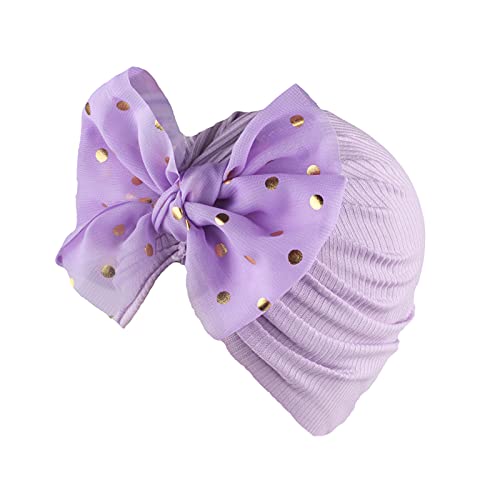 TinaDeer Baby Turban Hüte Kleinkind Kopfband Turban Haarbänder Taufe Headwrap Newborn Stirnband Neugeborenes Baby Mädchen Bowknot Hut Mütze Hut Hut (Lila, One Size) von TinaDeer