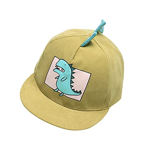 TinaDeer Baseballcap Cartoon-Dinosaurier Baseballkappe Kinder Jungen Mädchen Baseballmütze Verstellbar Sommer UV-Schutz Sonnenhut Outdoor Faltbar Leicht Babyhut (Gelb, One Size) von TinaDeer