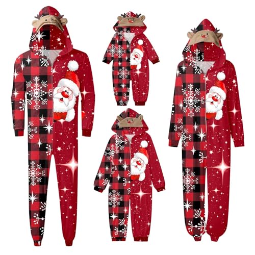 TinaDeer Bequeme Weihnachts-Mutter-Nachtwäsche, passender Familien-Pyjama, Weihnachts-Druck, langärmeliger Overall, weicher Urlaubs-Strampler Jumpsuit Herren Baumwolle Weihnachten (B05, M) von TinaDeer