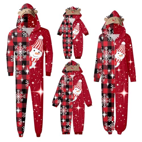 TinaDeer Bequeme Weihnachts-Mutter-Nachtwäsche, passender Familien-Pyjama, Weihnachts-Druck, langärmeliger Overall, weicher Urlaubs-Strampler Pyjama Damen Baumwolle Katze (B7, M) von TinaDeer