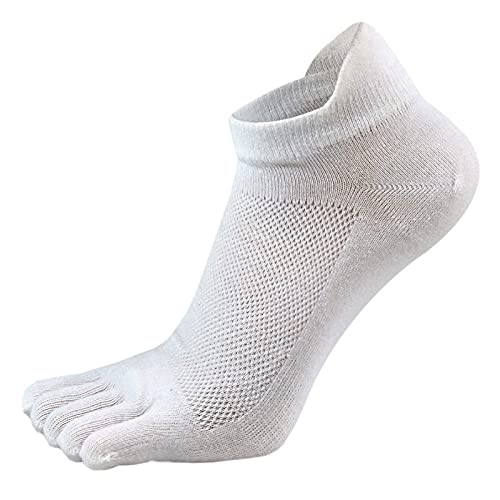 TinaDeer Fünf Finger Zehensocken Herren 38-43 Baumwolle Sneaker Socken Kurz Atmungsaktiv Sportsocken Laufsocken für Männer für Fitness, Laufen, Joggen, Alltag und Freizeit (Weiß, Einheitsgröße) von TinaDeer