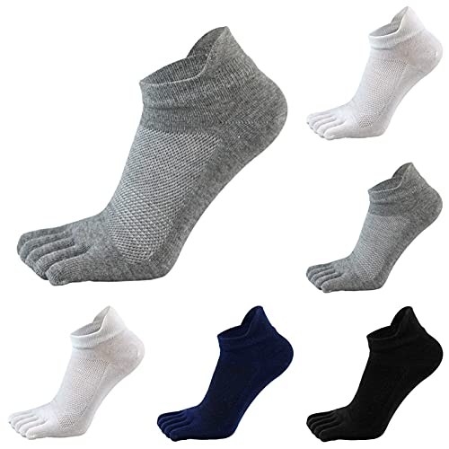 TinaDeer Herren Fünf Finger Zehensocken 38-43 Baumwolle Sneaker Socken Kurz Atmungsaktiv Sportsocken Laufsocken für Männer für Fitness, Laufen, Joggen, Alltag und Freizeit (Schwarz A, Einheitsgröße) von TinaDeer