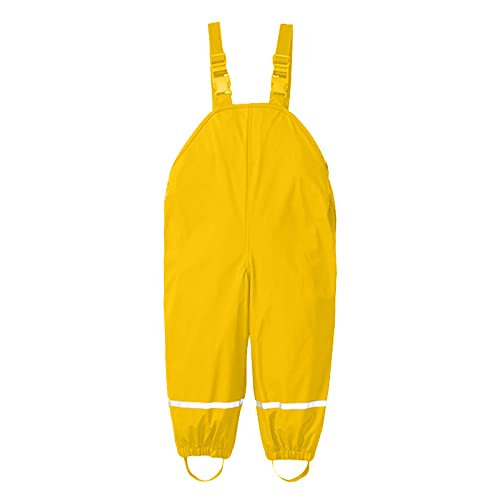 TinaDeer Kinder Mädchen Jungen Regenlatzhose, Kinder Regenhosen, Unisex Matschhose, wasserdichte Atmungsaktiv Matschhose Overalls, für Jungen Mädchen Latzhose Skihose Wanderhose (Gelb, 104) von TinaDeer