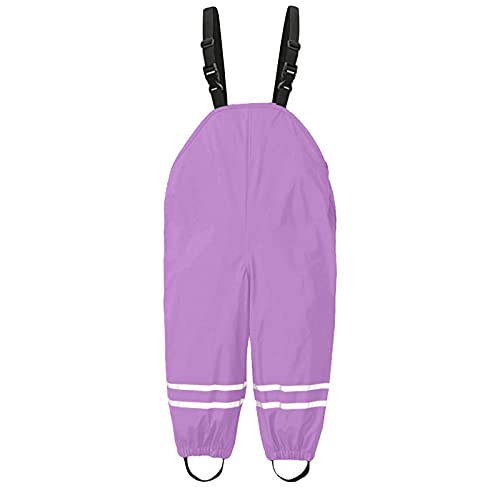 TinaDeer Kinder Mädchen Jungen Regenlatzhose, Kinder Regenhosen, Unisex Matschhose, wasserdichte Atmungsaktiv Matschhose Overalls, für Jungen Mädchen Latzhose Skihose Wanderhose (Lila, 116) von TinaDeer