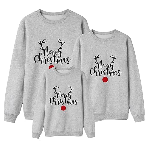 TinaDeer Kleidung Familien Weihnachten Sweatshirt Top Vater Sohn Mutter Tochter Familie Oberteile Damen Herren Kinder Jungen Mädchen Pullover Langarmshirt Rundhals Hausanzug Outfit Weihnachtsanzug von TinaDeer