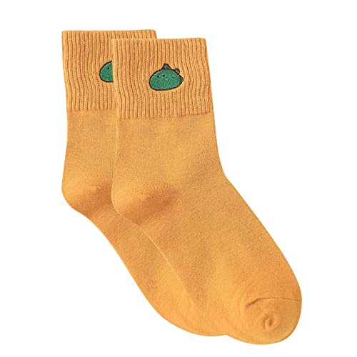 TinaDeer Lustige Damen Socken Dinosaurier Muster Niedlich Baumwolle Sneaker Socken Lässige Damensocken Herbst Winter Warme Stricksocken für Frauen (Gelb, Einheitsgröße) von TinaDeer