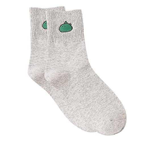 TinaDeer Lustige Damen Socken Dinosaurier Muster Niedlich Baumwolle Sneaker Socken Lässige Damensocken Herbst Winter Warme Stricksocken für Frauen (Grau, Einheitsgröße) von TinaDeer