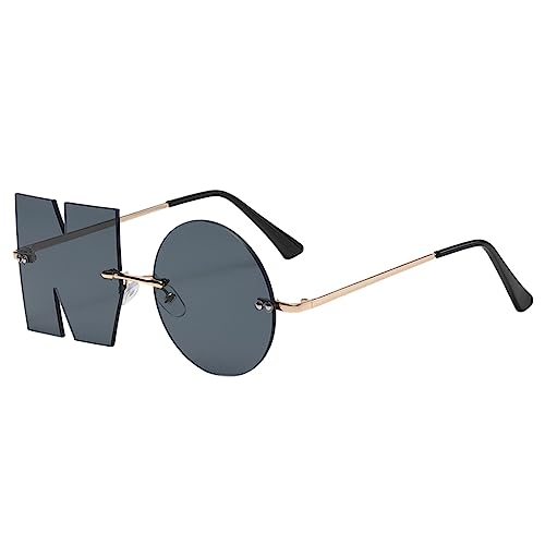 TinaDeer Randlose Sonnenbrille Funky Damen Herren, 1 Stück NO-Form Sonnenbrille Lustige Dekoration Brille, Retro Mode Punk Creative Randlose Sunglasses für Partyurlaub Geburtstags Weihnachtsfeiern von TinaDeer