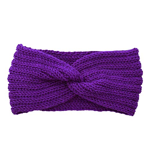 TinaDeer Stirnband Damen Winter Häkeln Stirnbänder Gestrickt Mädchen Frauen Stirnband Kopfband Haarband Elastische Haarreife Ohr Wärmer Headwrap Kopfband Partei Outdoor-Sportarten (Lila) von TinaDeer