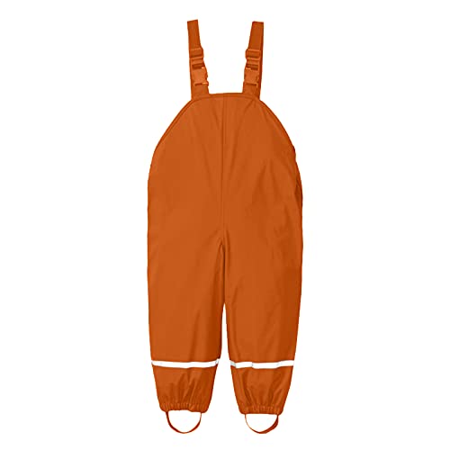 TinaDeer Unisex Kinder Regenlatzhose Regenhose wasserdichte Atmungsaktiv Buddelhose Regenbekleidung Matschhose mit Hosenträgern für Mädchen Jungen Outdoorhose Einteilige Jumpsuit (Orange, 104) von TinaDeer