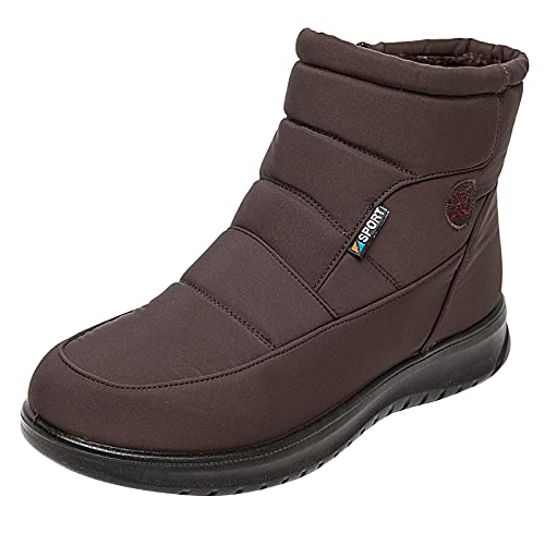 TinaDeer Winterstiefel Damen Winterschuhe Warm Gefüttert Wasserdicht Winterboots Damen Lederstiefel Schneestiefel Women Winter Boots Schuhe (01 Brown, 40) von TinaDeer