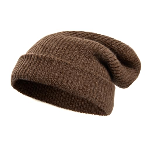 Tinncana 100% Merinowolle Doppelseitige Beanie für Männer und Frauen, Ultradicke weiche warme Winter-Schädel-Mützen (Coffee) von Tinncana