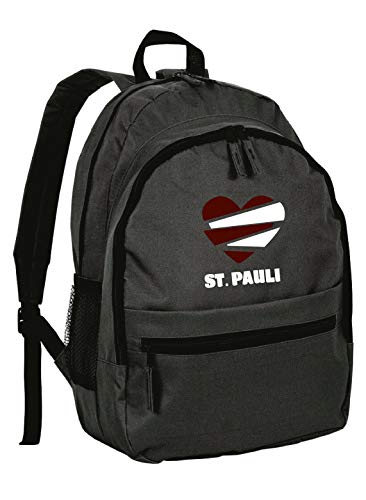 Tipolitografia Ghisleri St. Pauli Deutschland Rucksack mit Erwachsenen-Kind-Herz aus Nylon mit Reißverschlusstaschen und Schultergurten - Sonderanfertigung von Tipolitografia Ghisleri