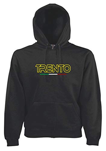 Tipolitografia Ghisleri Sweatshirt Schwarz bestickt Trento Kapuze Taschen Italienische Flagge Tifosi Fußball, Schwarz , M von Tipolitografia Ghisleri