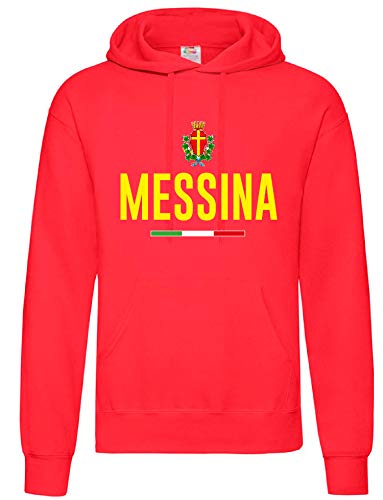 Tipolitografia Ghisleri Sweatshirt Ultras Messina gelborossa/Wappen Tifosi Fußball - für Größe Wahl klicken Sie anpassen, rot, M von Tipolitografia Ghisleri