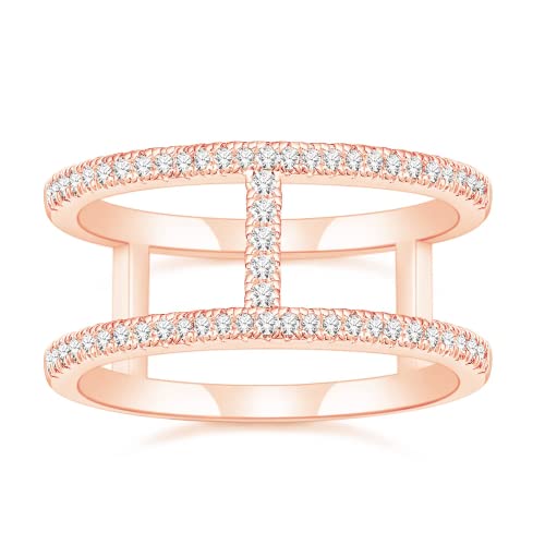 Titaniumcentral Ringe Damen Rosegold Gold Silber Eternity Ring Zirkonia Doppelband Verlobungsring Eheringe Partnerring (Rosegold,47 (15.0)) von Titaniumcentral