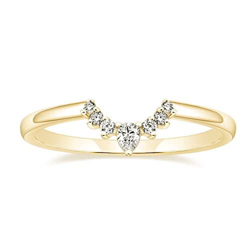 Titaniumcentral Ringe Damen Schmal Vorsteckring Rosegold Gold Silber Birnen und Rund Schliff Zirkonia Verlobungsringe Eheringe (Gelbgold,55 (17.5)) von Titaniumcentral