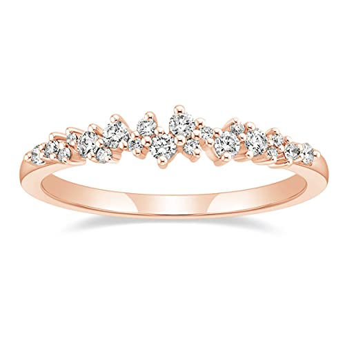 Titaniumcentral Ringe Damen Vorsteckring Schmal Schlicht Rosegold Gold Silber Zirkonia Verlobungsringe Eheringe Partnerringe (Rosegold, 47 (15.0)) von Titaniumcentral