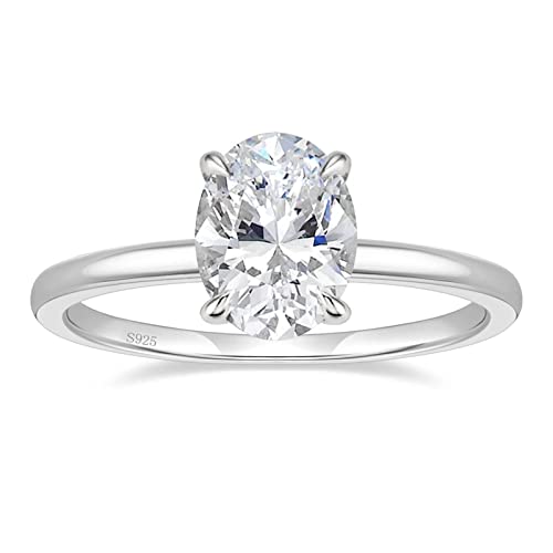 Titaniumcentral Ringe für Damen Silber 925 Solitärring 3CT Oval Zirkonia Verlobungsringe Versprechen Ring Eheringe Rosegold Gold (Silber,67 (21.3)) von Titaniumcentral