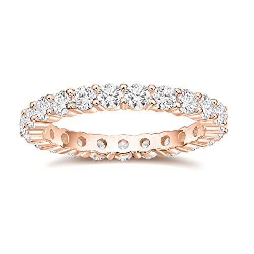 Titaniumcentral 3mm Damen Eternity Ring Silber 925 Zirkonia Volle Ewigkeitsringe Vorsteckring Schmal Verlobungsringe Eheringe Trauringe Memoire Ringe (Rosegold, 53 (16.9)) von Titaniumcentral