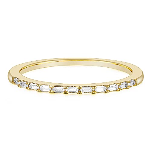 Titaniumcentral Eternity Ringe Damen Vorsteckring Schmal Halb Ewigkeitsringe Baguette-Schnitt Zirkonia Verlobungsringe (Gelbgold,53 (16.9)) von Titaniumcentral