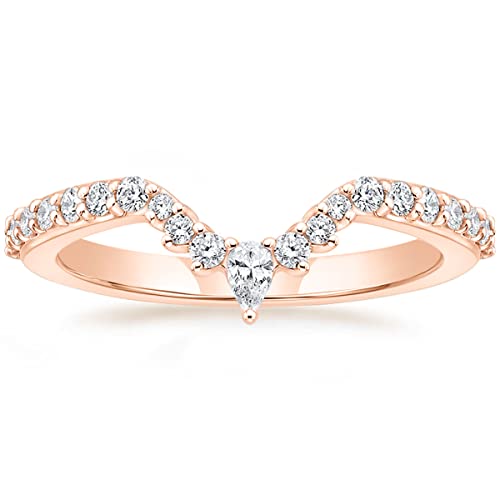 Titaniumcentral Vorsteckring Damen Schmal Eternity Ring Rosegold Gold Silber Birnen und Rund Schliff Zirkonia Verlobungsringe Eheringe Trauringe (Rosegold,48 (15.3)) von Titaniumcentral