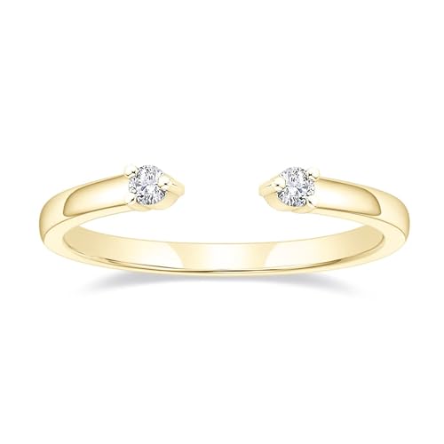 Titaniumcentral Vorsteckring Damen Schmal Offen Verstellbarer Ring Zirkonia Zierlich Schlicht Verlobungsringe Eheringe Versprech Ringe (Gold,48 (15.3)) von Titaniumcentral