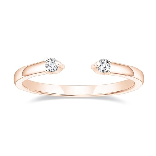 Titaniumcentral Vorsteckring Damen Schmal Offen Verstellbarer Ring Zirkonia Zierlich Schlicht Verlobungsringe Eheringe Versprech Ringe (Rosegold,49 (15.6)) von Titaniumcentral