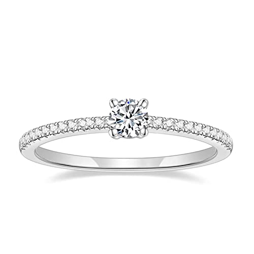 Titaniumcentral Vorsteckring Damen Eternity Ringe Schmal Rund Zirkonia Verlobungsringe Eheringe Versprechen Ring (Silber,49 (15.6) von Titaniumcentral