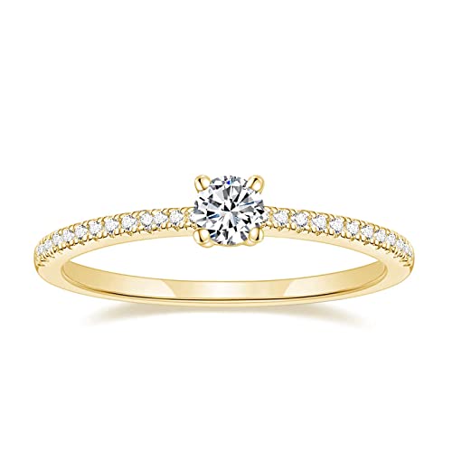 Titaniumcentral Vorsteckring Damen Eternity Ringe Schmal Rund Zirkonia Verlobungsringe Eheringe Versprechen Ring (Gelbgold,65 (20.7) von Titaniumcentral