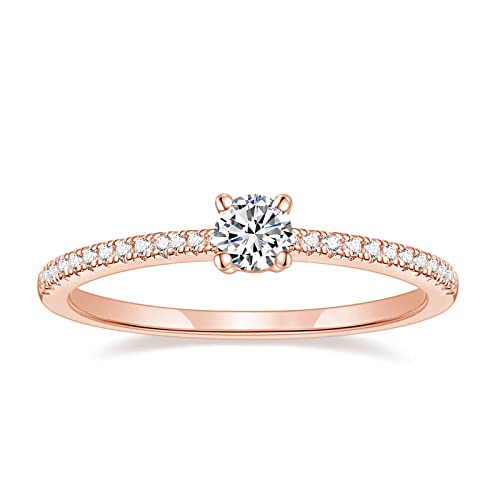 Titaniumcentral Vorsteckring Damen Eternity Ringe Schmal Rund Zirkonia Verlobungsringe Eheringe Versprechen Ring (Rosegold,48 (15.3) von Titaniumcentral