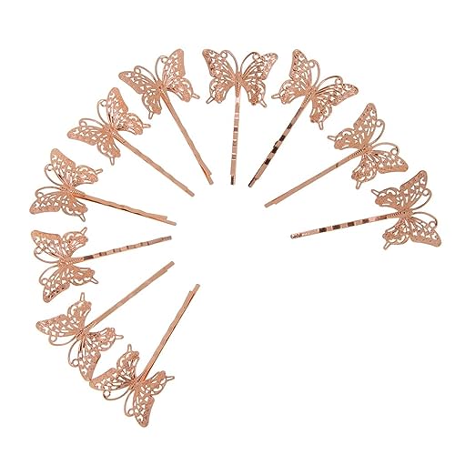 Tiuimk Handgemachte DIY Vintage Haarnadeln Set von 10 schönen Rose Gold Schmetterling Haarspangen von Tiuimk