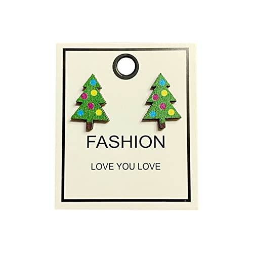 Niedliche Mini-grüne Weihnachtsbaum-Holz-Ohrstecker für Frauen-Mädchen-Weihnachtsfeier-Geschenk Ohrringe Kette XQQ2ERdinm95 (B, One Size) von Tmianya