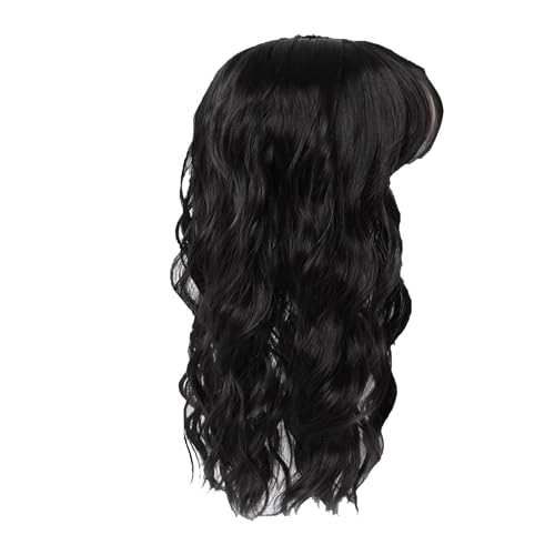 Wassergewellte Wolle-Locken-Haarabdeckung für lange Locken, weißes Haar-Ergänzungs-Top-Haar-Patch 1385Jhir (Black, One Size) von Tmianya