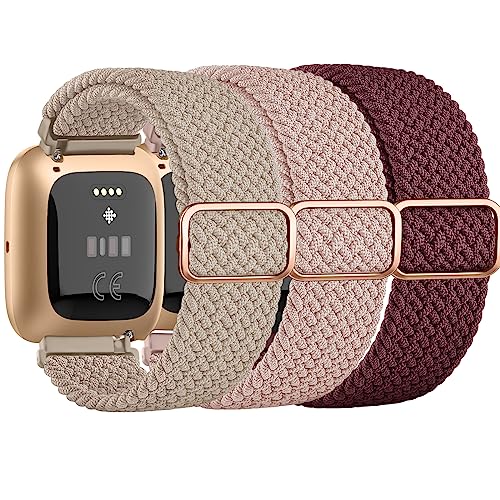 Tobfit Elastische Bänder kompatibel mit Fitbit Versa 2 Uhrenarmbändern für Damen und Herren, weich, verstellbar, dehnbar, Nylon, stilvolle Ersatzarmbänder für Fitbit Versa 2 / Fitbit Versa / Versa von Tobfit